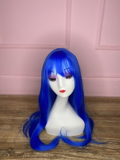 Peluca Lacia Con Flequillo Azul Francia Premium - comprar online