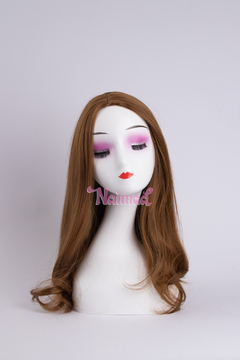 Peluca sin flequillo con ondas Dark Caramel Premium - comprar online