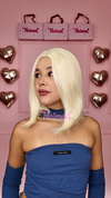 Peluca Corta Bob Sin Flequillo Rubio Platinado Premium - comprar online