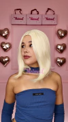 Peluca Corta Bob Sin Flequillo Rubio Platinado Premium - comprar online