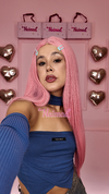 Peluca Lacia Sin Flequillo Rosa Bubblegum Premium - comprar online