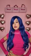 Peluca Ondulada Con Flequillo Azul Oscuro - comprar online