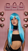 Peluca Lacia Con Flequillo Largo Celeste - comprar online