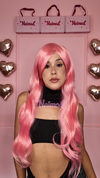 Peluca Ondulada Con Flequillo Rosa Salmon - comprar online