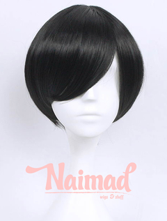 Peluca corta Negra con flequillo Shook Model