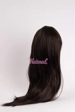 Peluca lacia castaño oscuro con flequillo - NAIMAD