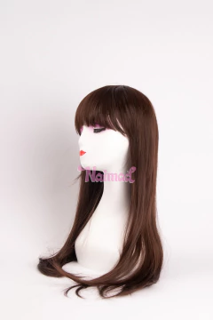 Peluca Lacia Con Flequillo Castaño Chocolate en internet