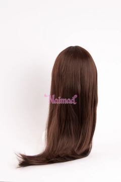 Peluca Lacia Con Flequillo Castaño Chocolate - NAIMAD