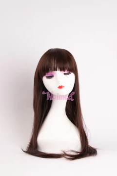 Peluca Lacia Con Flequillo Castaño Chocolate - comprar online