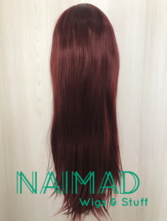 Peluca lacia caoba con flequillo - comprar online