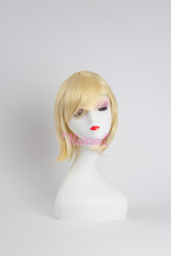 Peluca corta bob rubio platinado con flequillo - comprar online