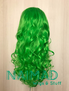 Peluca con bucles verde con flequillo - comprar online