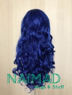 Peluca con bucles azul con flequillo - comprar online