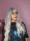 Peluca Maria con flequillo y ondas Gris Premium - comprar online