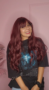 Peluca Maria con flequillo y ondas Caoba Premium - comprar online