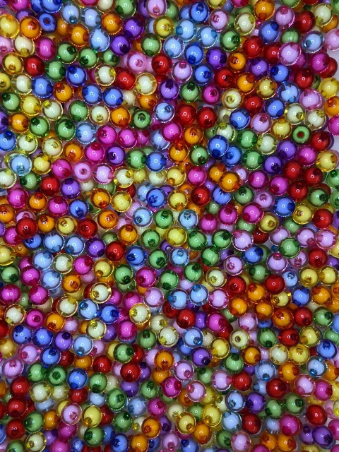 Miçanga Acrílica Bolinha Colorida Miolo Branco 8mm pacote com 20 gramas/MG0810