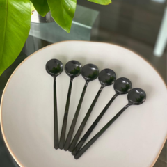 SET X 6 CUCHARAS NEGRAS REDONDAS