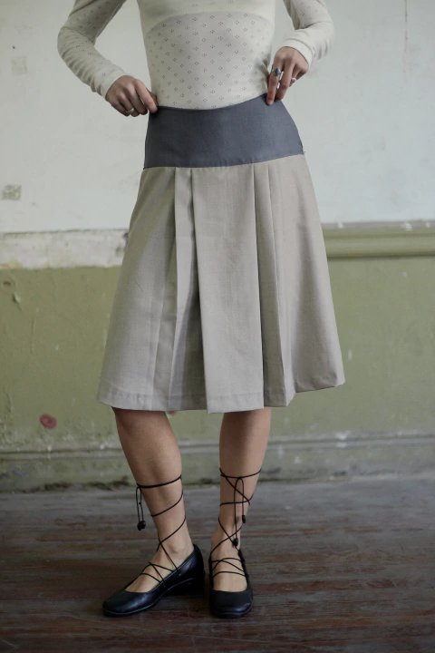 POLLERA TABLEADA GRIS - comprar online