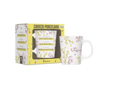Caneca Porcelana Premium 260ml - A Fé revela o invisível Faz crer no incrível e alcançar o Impossivel