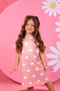 Camisola de Manguinha Infantil Corações Rosé - loja online