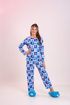 Baby-Doll Infantil Longo Minnie e Mickey Azul Quadriculado - loja online