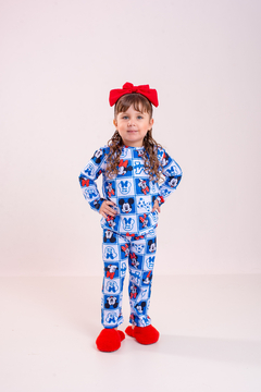 Baby-Doll Infantil Longo Minnie e Mickey Azul Quadriculado na internet