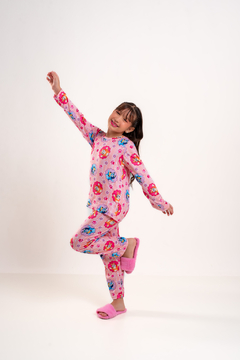 Baby-Doll Infantil Inverno Longo Bluey e Bingo Rosa - Amme Brand | Loja de Atacado