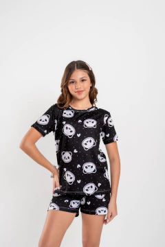 Baby-Doll Infantil Feminino Pandinha Preto - Amme Brand | Loja de Atacado