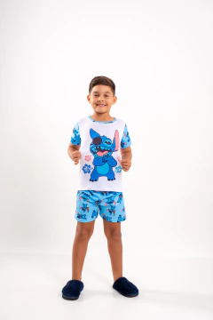 Baby-Doll Infantil Masculino Stitch Azul Claro - comprar online