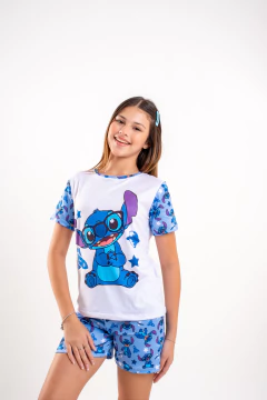 Baby-Doll Infantil Feminino Stitch Foguete Azul - comprar online