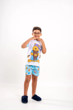 Baby-Doll Infantil Masculino Ursinho Pooh Azul Claro - comprar online