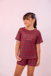 Baby-Doll Infantil Feminino Xadrez Vermelho e Preto - comprar online