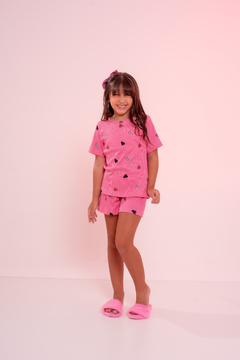 Baby-Doll Infantil Feminino Corações Coloridos Pink - comprar online