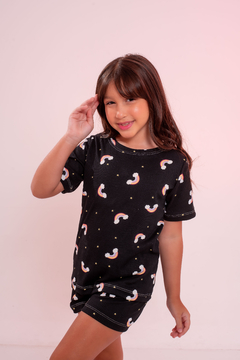 Baby-Doll Infantil Feminino Arco Iris Preto - comprar online