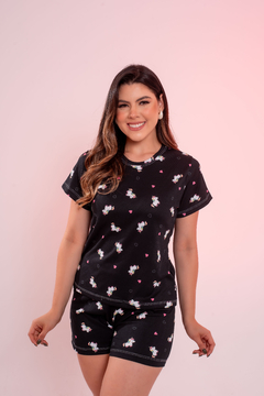 Baby-Doll Manguinha Unicornio Preto - comprar online