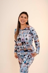 Baby-Doll de Calça Longo Dorama Quadriculado Azul - comprar online