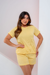 Baby-Doll de Manguinha Canelado Amarelo Bebê