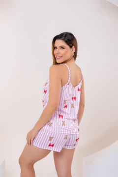 Baby-Doll Alcinha Ursinho Laço e Listras Rosa na internet