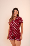 Baby-Doll Americano Poa Branco Fundo Vermelho - comprar online