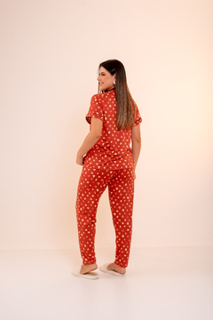 Baby-Doll Americano Longo Corações Telha - Amme Brand | Loja de Atacado