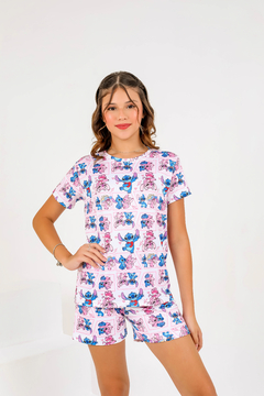 Baby-Doll Infantil Feminino Stitch e Angel Branco na internet