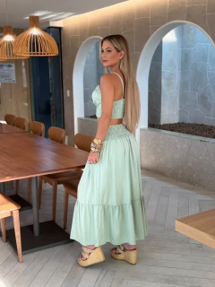 Conjunto Cropped e Saia Longa