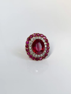Anel Ruby - Rubis e Diamantes em Ouro Rosé