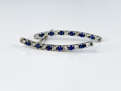 Brincos Earcuff Safiras e Diamantes - Ouro Branco