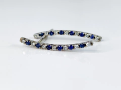 Brincos Earcuff Safiras e Diamantes - Ouro Branco