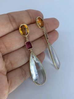Brincos Choker Harmonia II - Ouro Amarelo e Pedras Naturais - comprar online