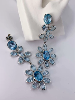 Brincos de Ouro Branco Florescer - Topázio - comprar online