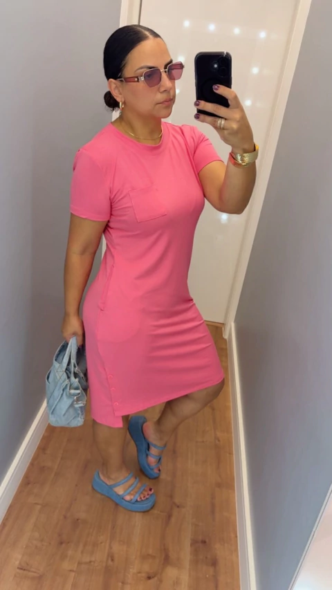 Vestido Moletinho - Bolso e Botão Inovar - comprar online