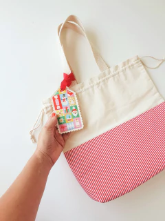 Sacola de Algodão Cru com Alça Estampa Natalina - lembrancinhas - comprar online