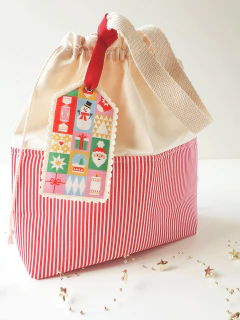 Sacola de Algodão Cru com Alça Estampa Natalina - lembrancinhas - comprar online